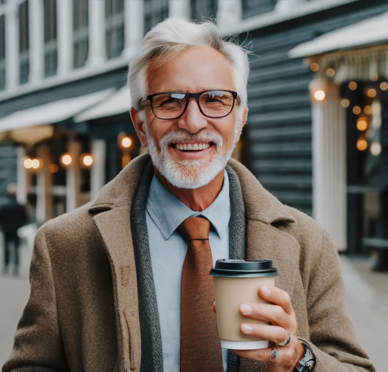 Smart old man coffee